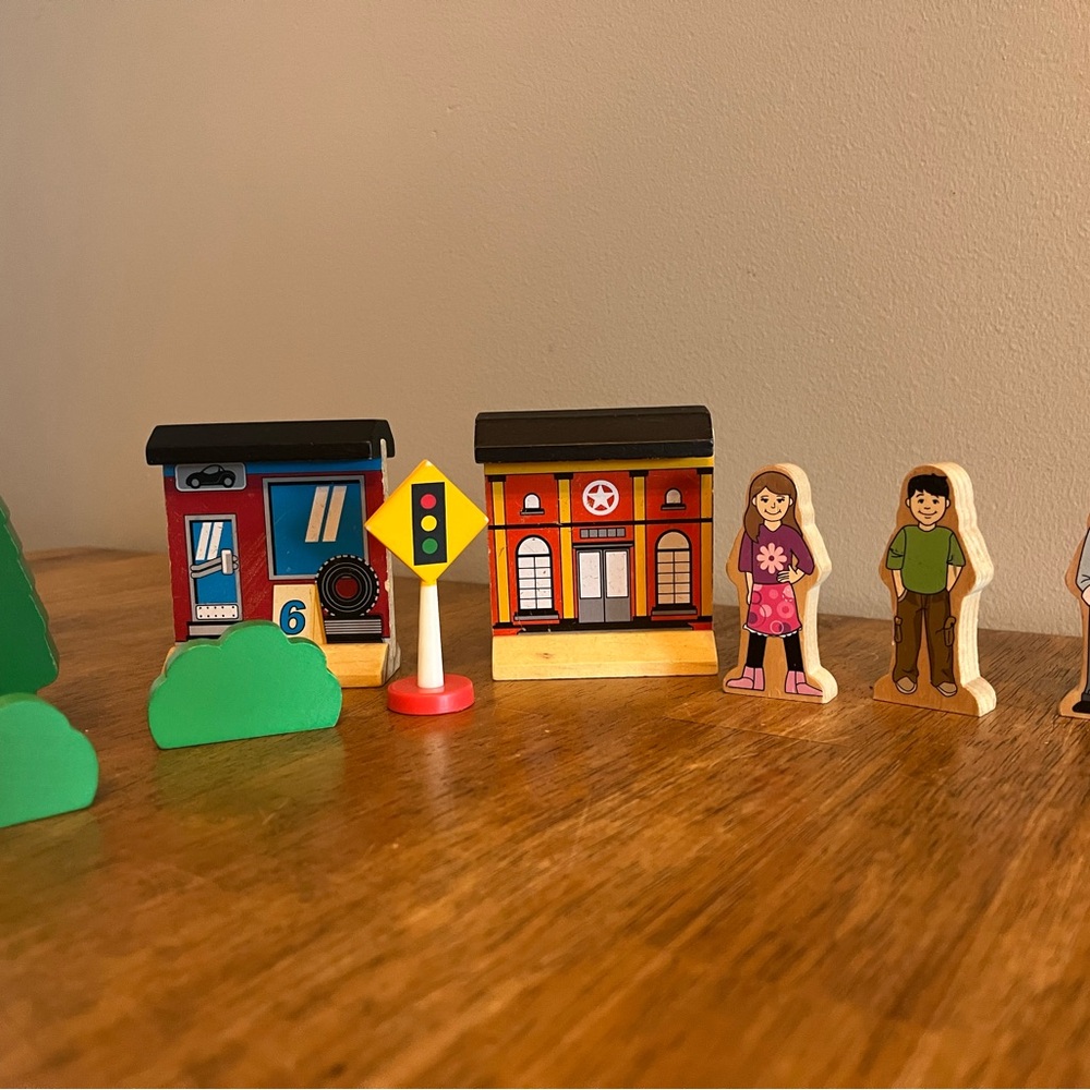 Assortment of Non-Brio Wooden “Round Town” Accessories for Train Sets (custom 1)
